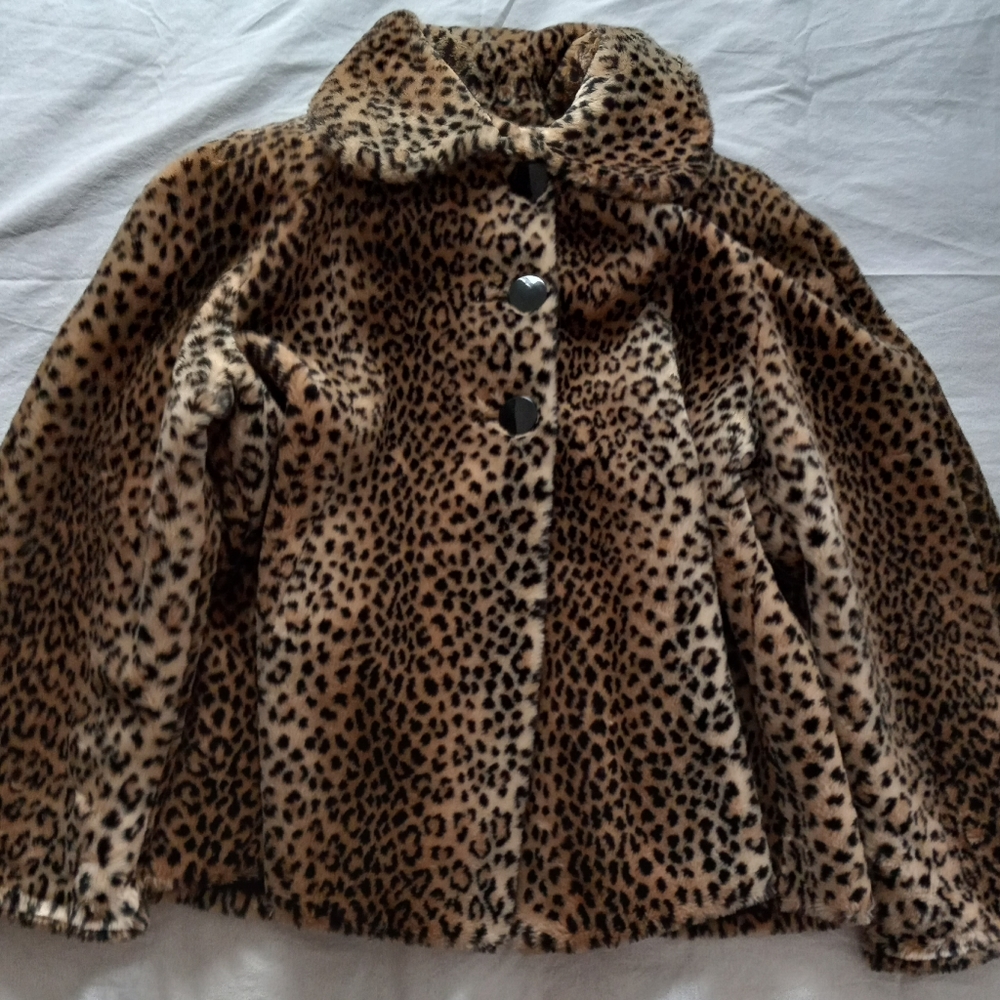 Vintage Leopard Faux Fur Jacket by Maria Dionisiou for Olympia